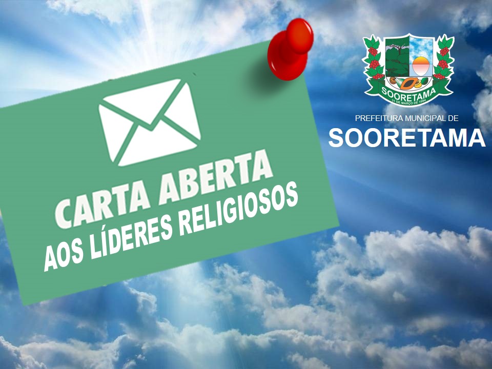 Prefeitura de Sooretama divulga Carta Aberta aos pastores e líderes religiosos do município